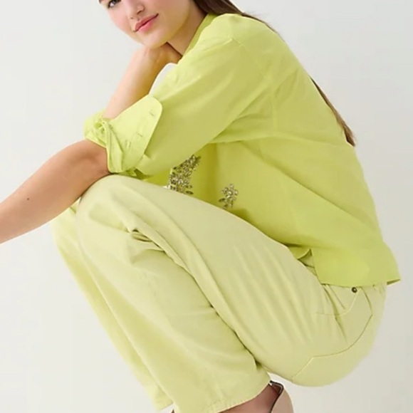 NWT J. Crew Mid Rise Slouchy Straight Dad Jean Yellow Dyed Garment Wide Leg 29 - Picture 3 of 11